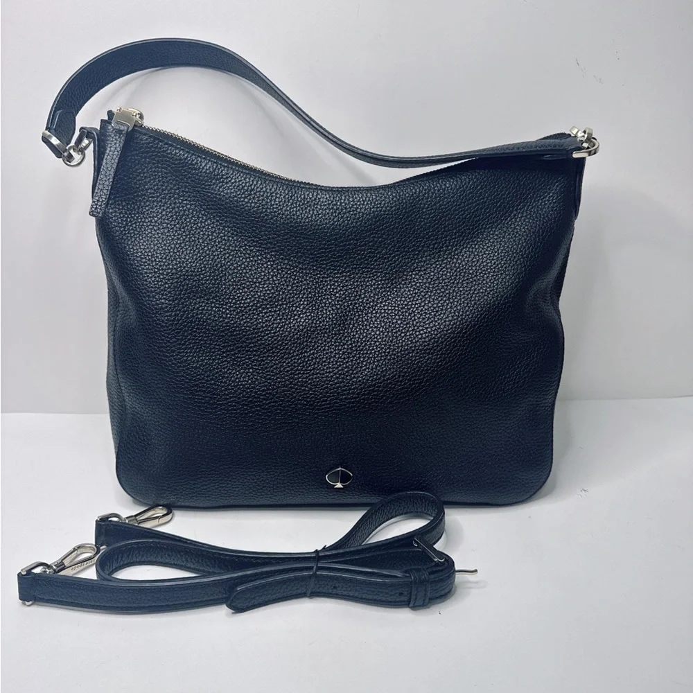 Kate Spade Cobble hill Medium Convertible Leather Messenger Shoulder Bag Black
